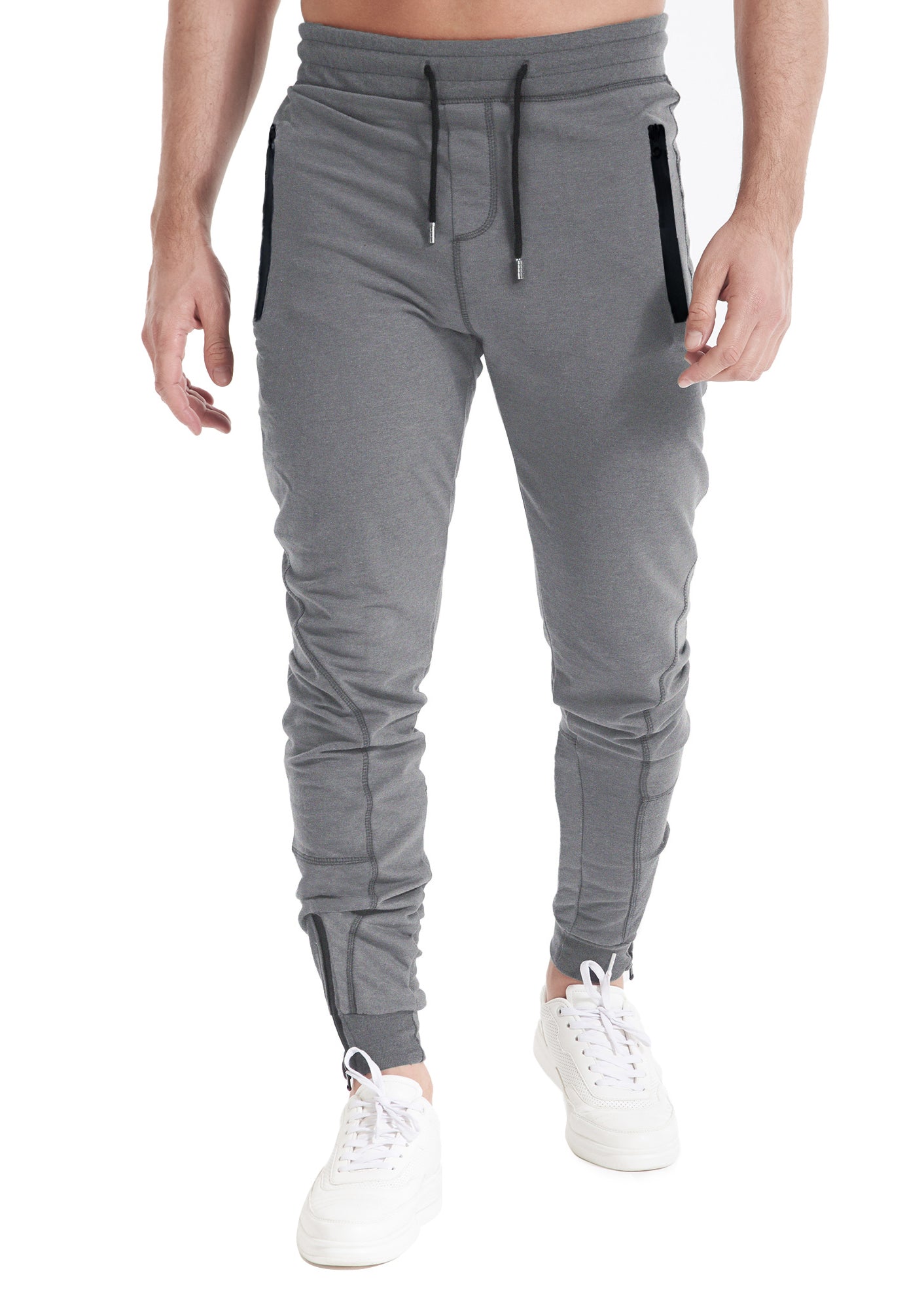 Dirty Gray Jogger Zipper Pockets For Him